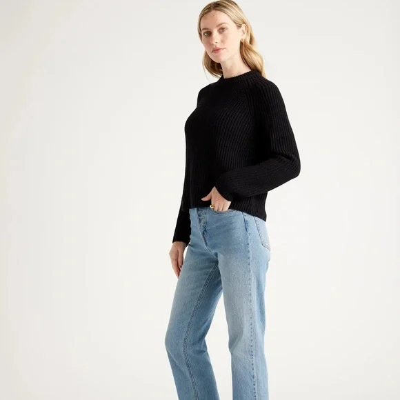 Quince 100% Organic Cotton Fisherman Crew Neck Black Sweater Size XL - Picture 4 of 14